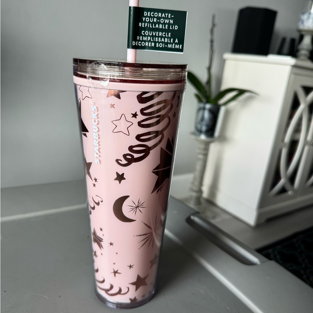 NWT Starbucks Pink Tumbler with Celestial Vibes